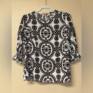 SHEIN Black and White Geometric Blouse